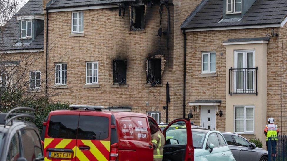 Fire-damaged house