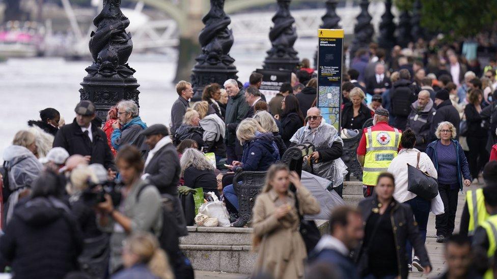 People queuing to see Queen Elizabeth II lying in state ahead of her funeral on Monday