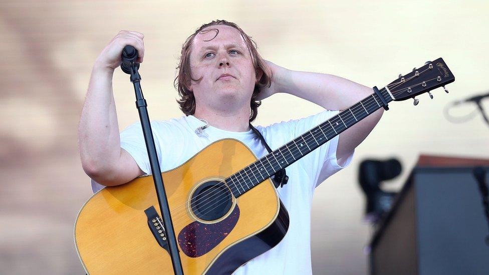 Lewis Capaldi on stage at Glastonbury