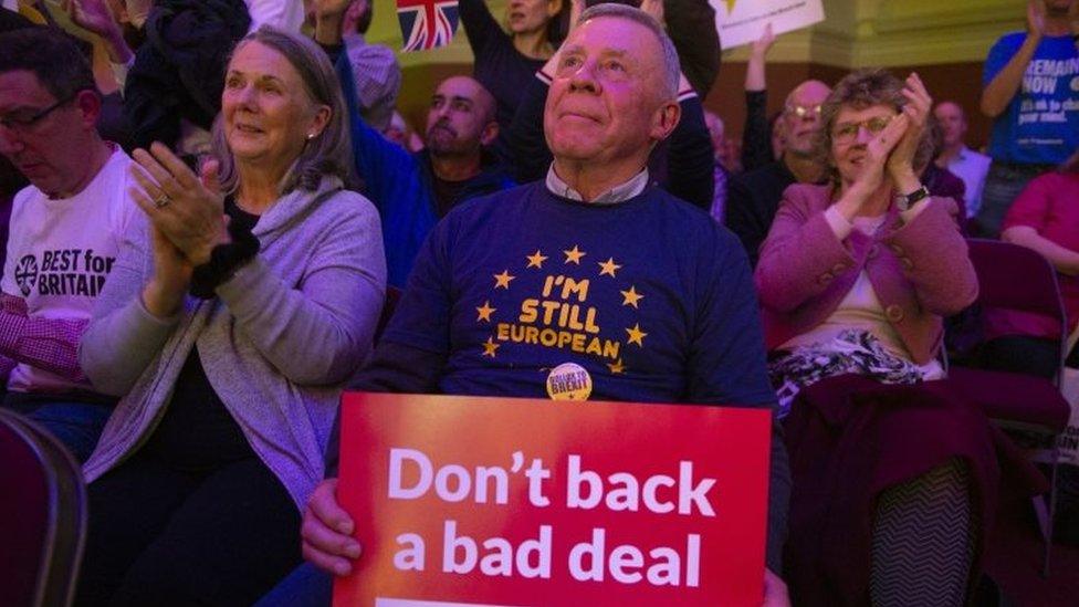 Supporters cheer during a People's Vote rally in London. Photo: 13 November 2018