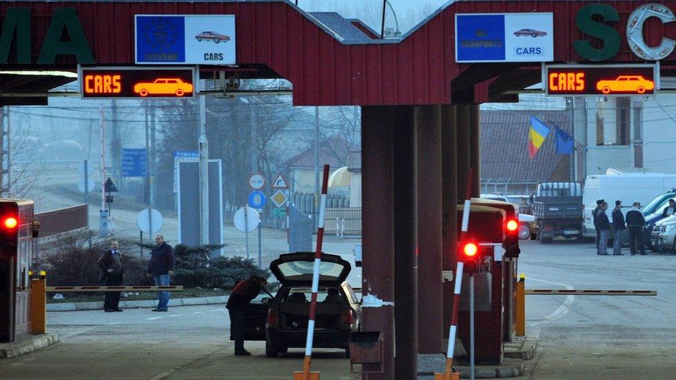 A general view of the Romania-Moldova border crossing point