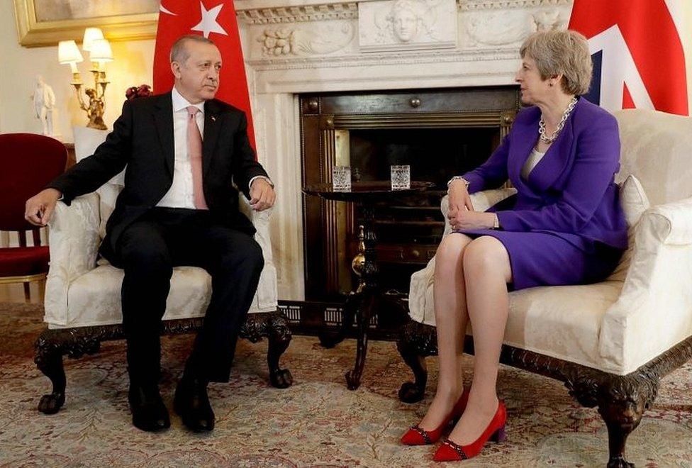 Recep Tayyip Erdogan meeting Theresa May in Downing Street