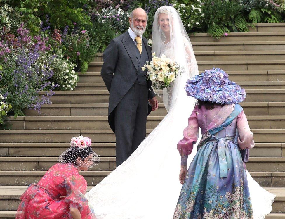 Lady Gabriella Windsor with her father Prince Michael of Kent for her wedding to Mr Thomas Kingston