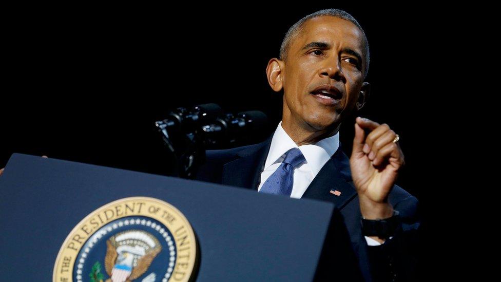 U.S. President Barack Obama delivers his farewell address in Chicago, Illinois, U.S., January 10, 2017