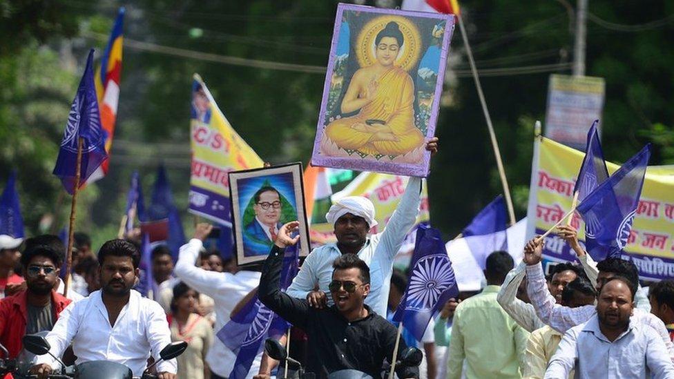 Dalit protesters on the roads in Uttar Pradesh