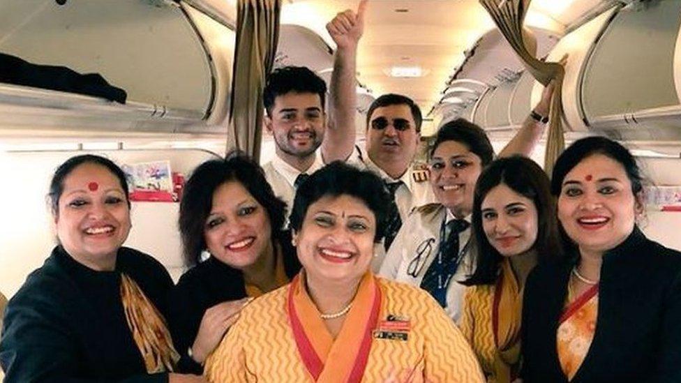 Image of the crew on the Air India flight