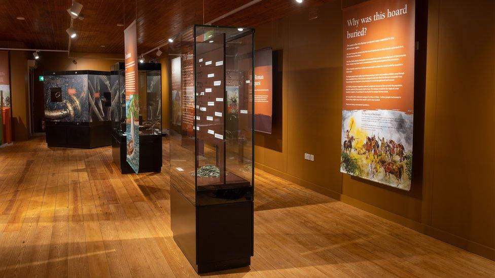 Celtic coin hoard display