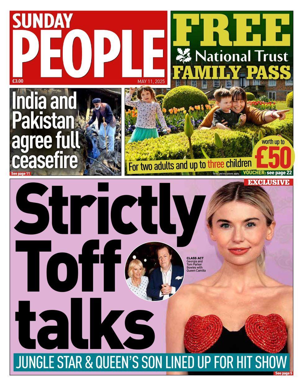 Sunday People front page on Sunday 11 May 2025