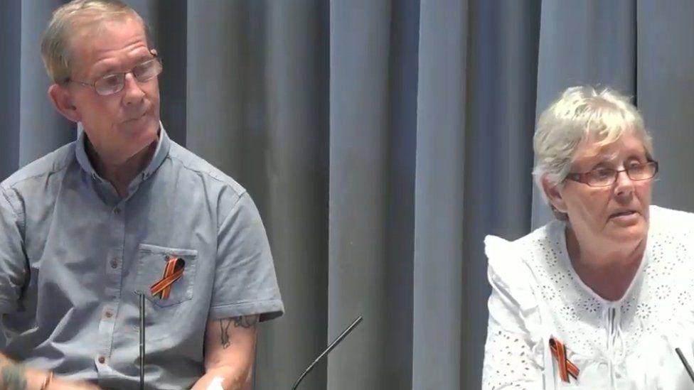 Colin and Janet Smith giving evidence to a Senedd committee 