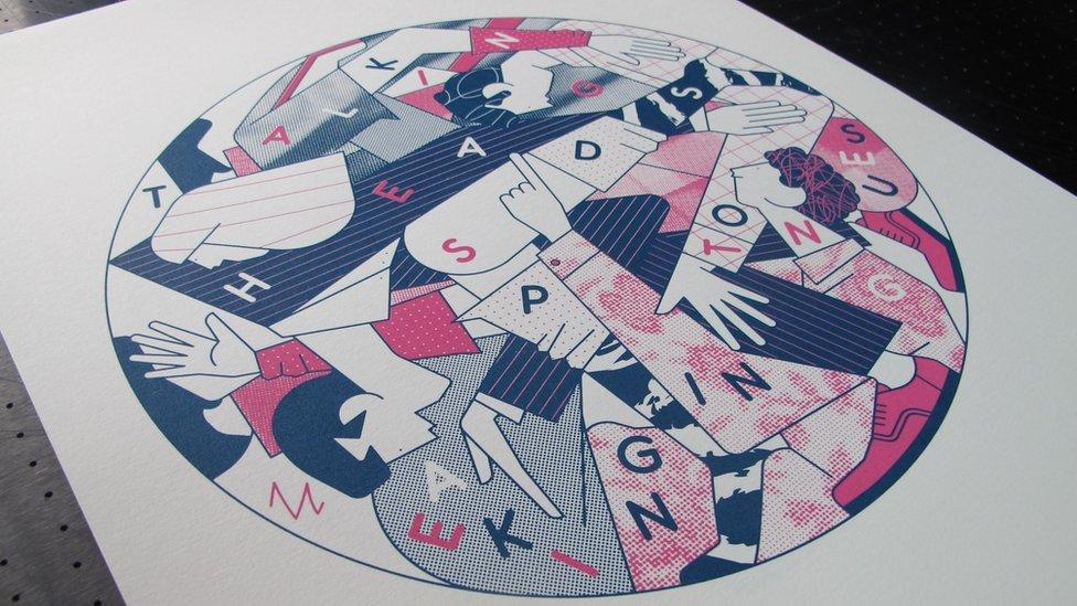 Sam Peet's screen print of Speaking in Tongues by Talking Heads