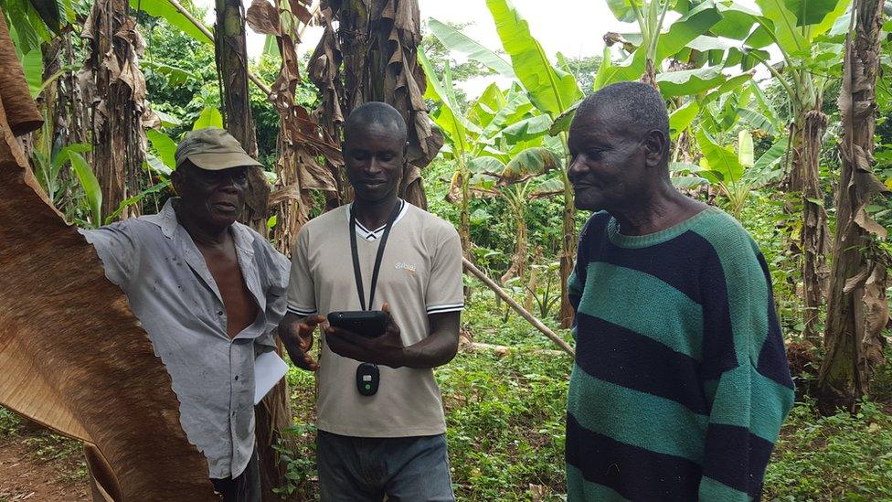 Farmers with Landmapp surveyor