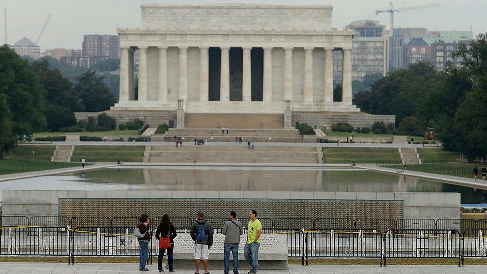 The US World War 2 memorial fenced off in 2013