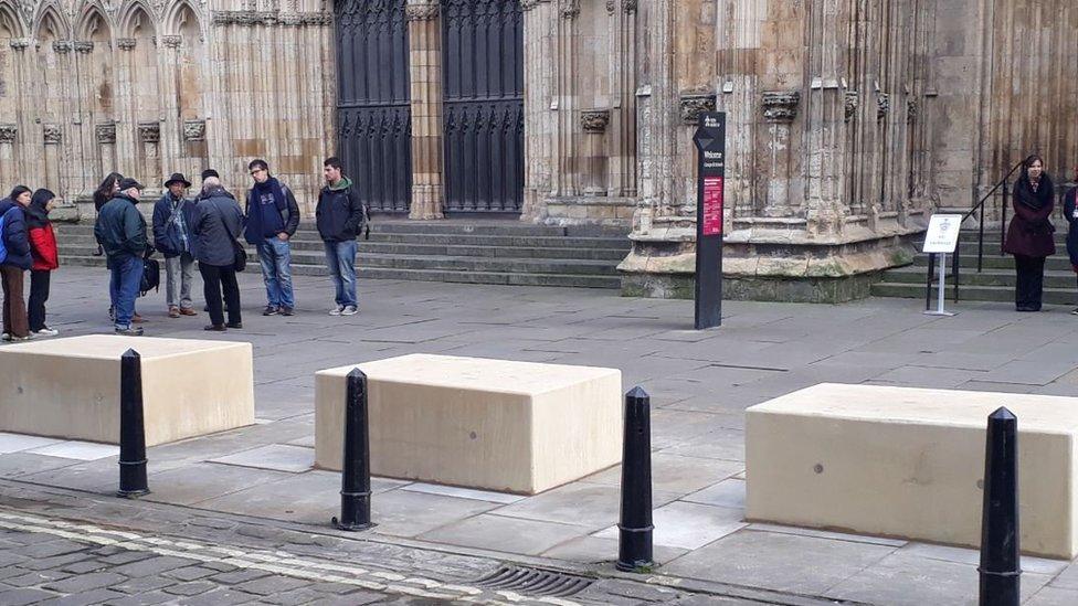 Barriers outside York Minster