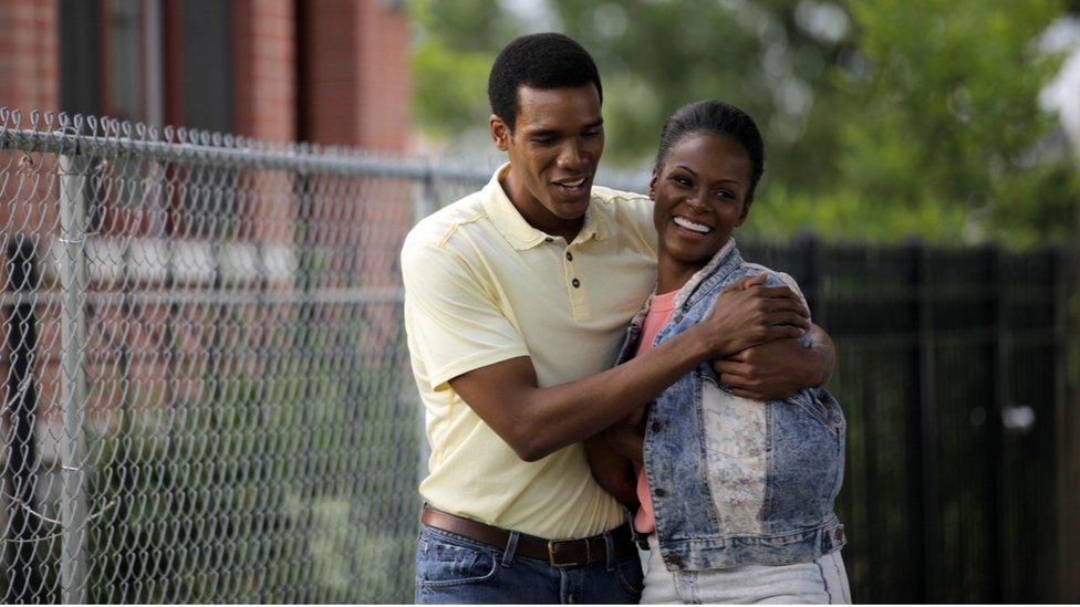 Tika Sumpter, right, and Parker Sawyers in Southside With You