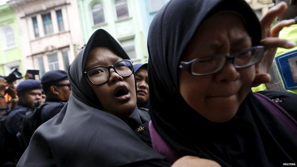 A woman reacts during a protest against Malaysian Prime Minister Najib Razak in Kuala Lumpur, Malaysia on 1 August, 2015