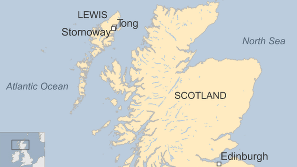 A map showing Lewis and Scotland in the context of the UK