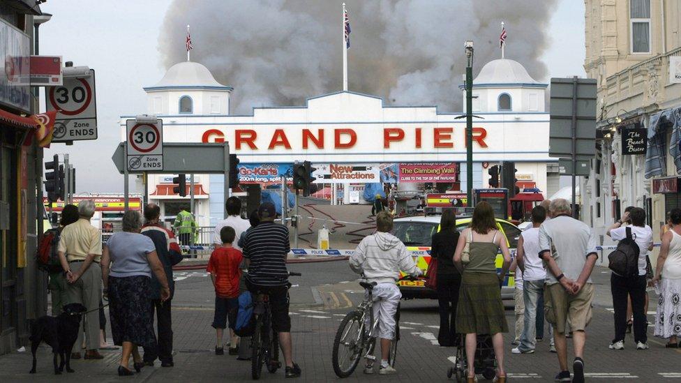 The pier on fire in 2008