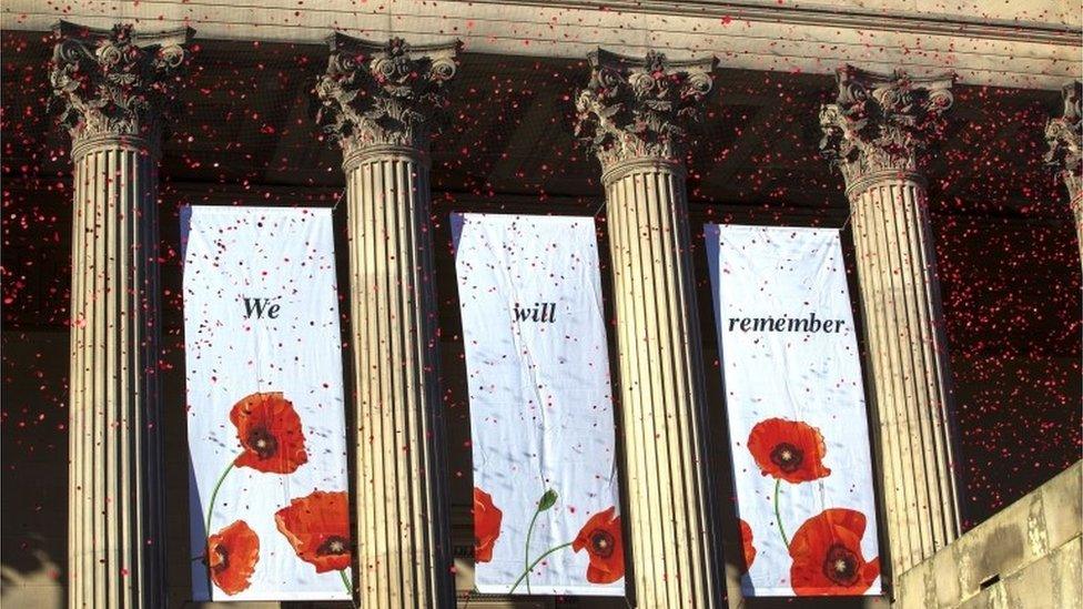 Remembrance Sunday service at St George's Hall in Liverpool