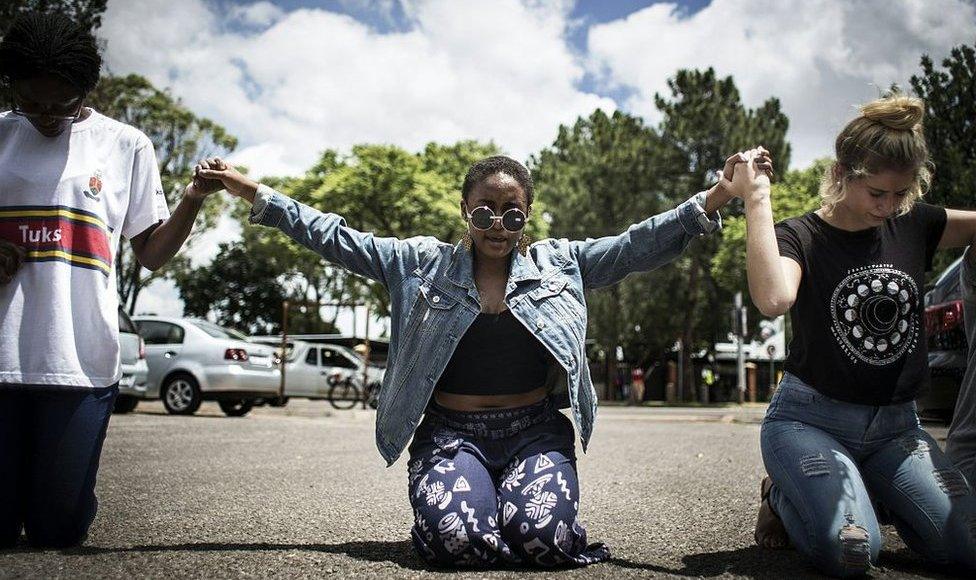 Student protestors at the University of Pretoria in 2016.