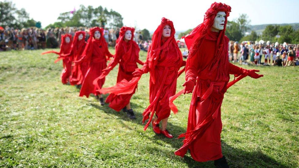 Extinction Rebellion march at Glastonbury Festival