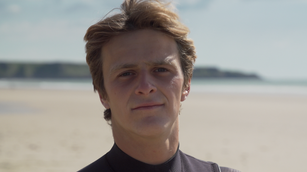 Welsh men's open surfing champion Patrick Langdon-Dark