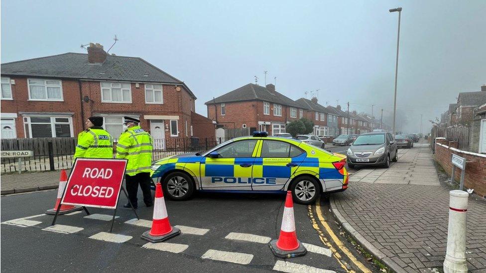 Police at Gough Road fire