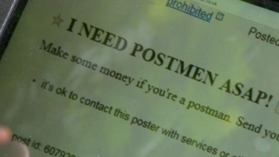 An advert posted online looking for postal workers