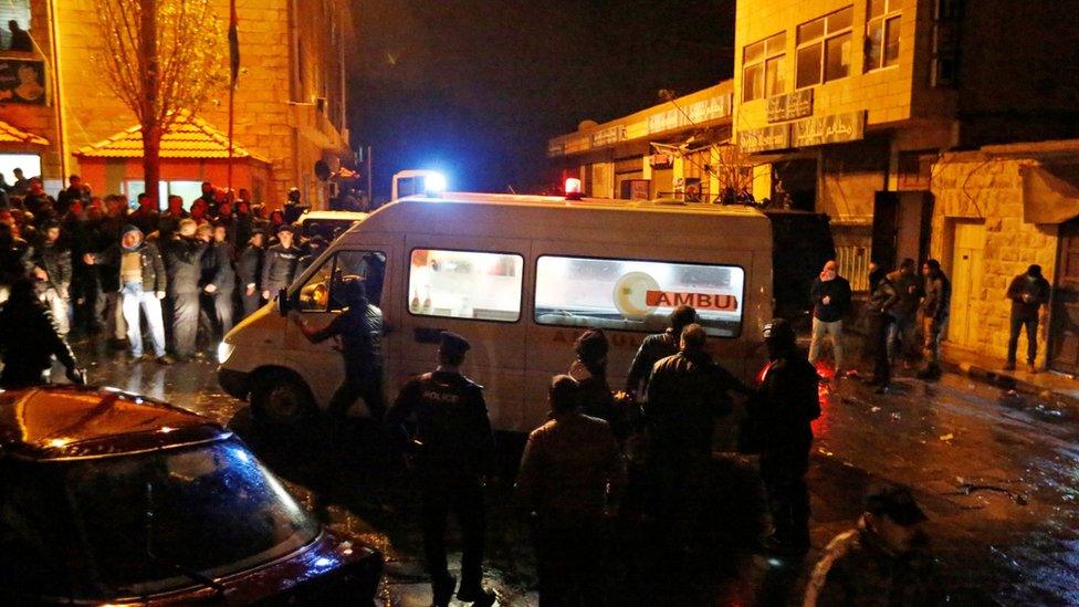 Jordanian police in the vicinity of Karak Castle. 18 Dec 2016