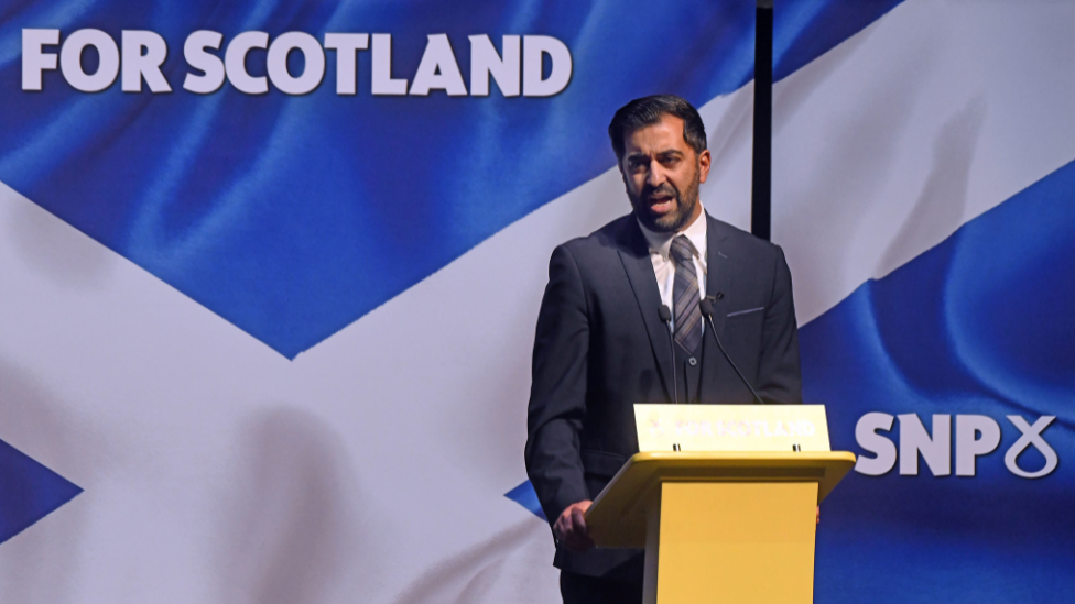 Humza Yousaf at the SNP "campaign council" in Perth on Saturday