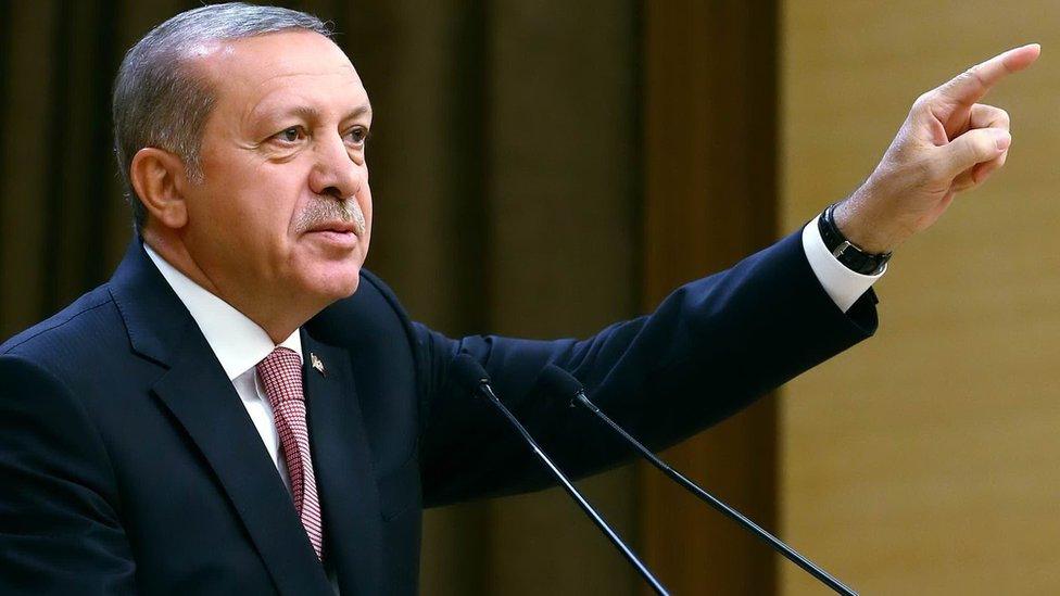 Turkish President Recep Tayyip Erdogan delivers a speech on 2 August 2016