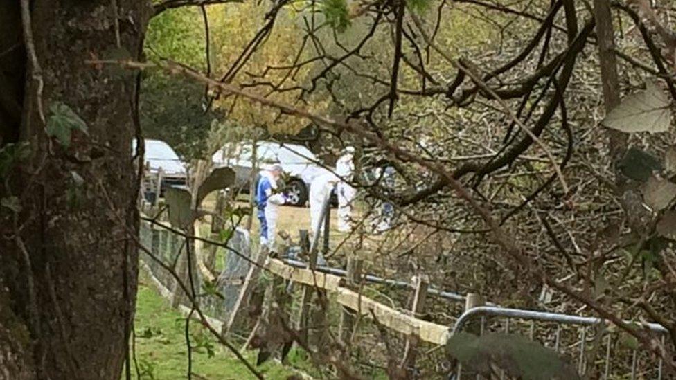 Forensic officers in Smiths Lane, Goudhurst