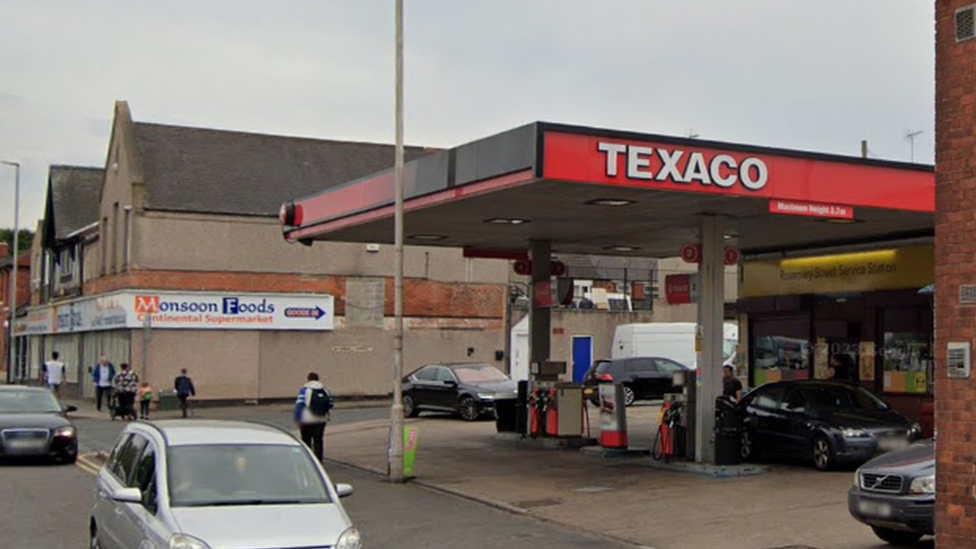 A view of a petrol station on Rosemary Street