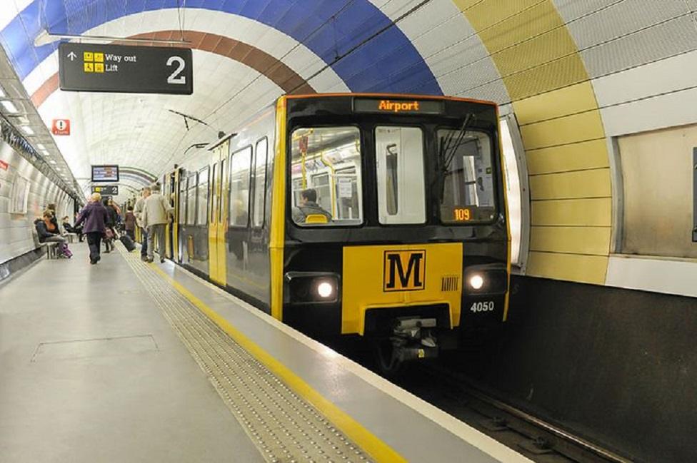 Metro train at station