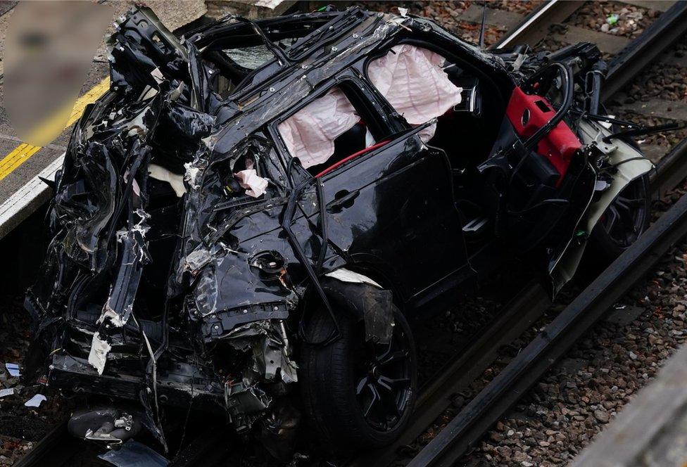 Range Rover on the tracks at Park Royal