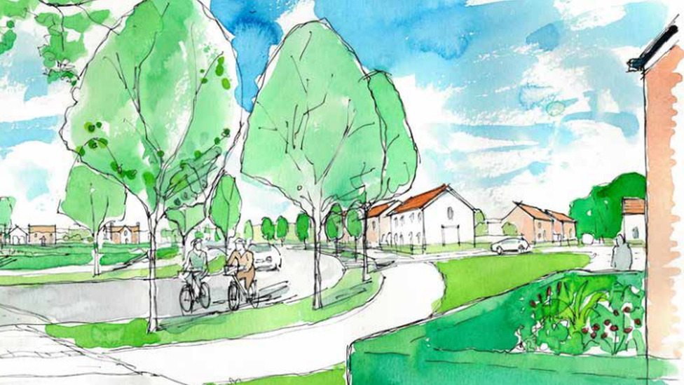 Water painting of what part of the new estate in Backwell could look like