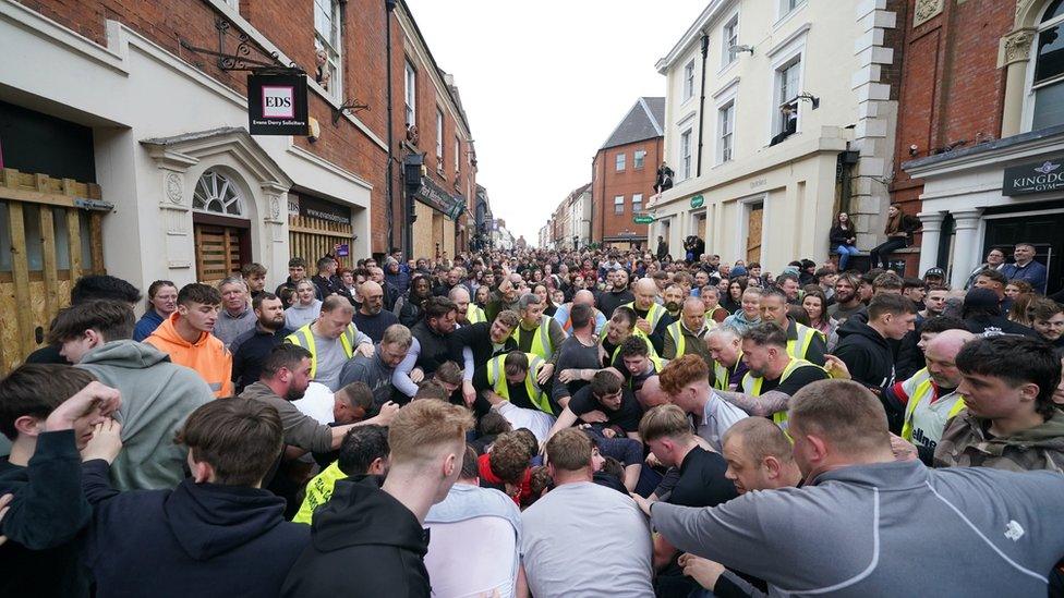 Players at the Atherstone Ball Game 2023