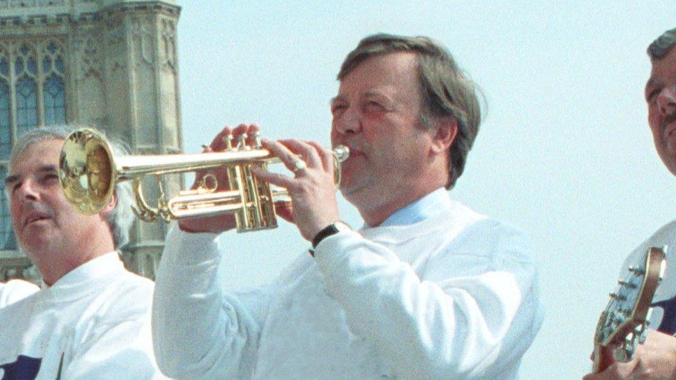 Ken Clarke playing the trumpet