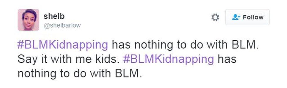 #BLMKidnapping has nothing to do with BLM. Say it with me kids. #BLMKidnapping has nothing to do with BLM.