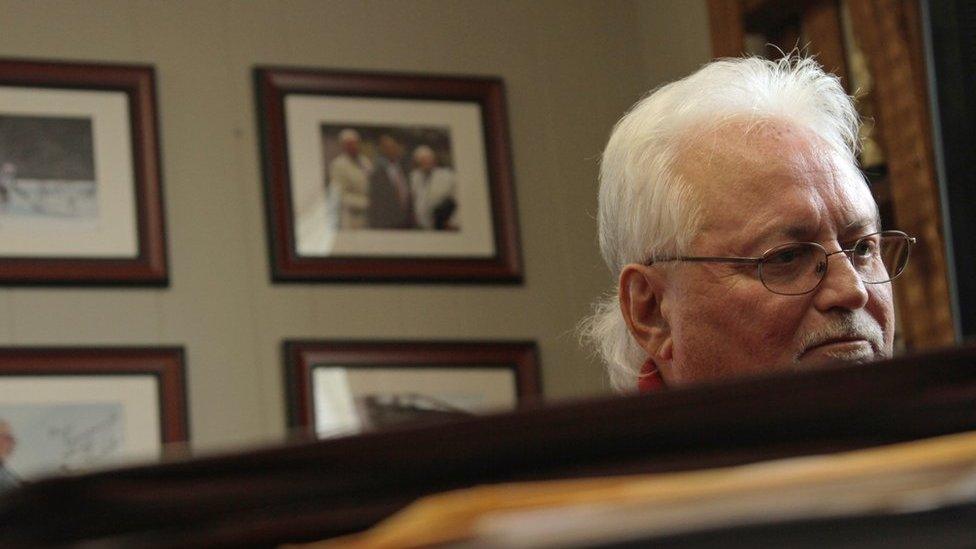 J Michael Cross in his office in Jamestown