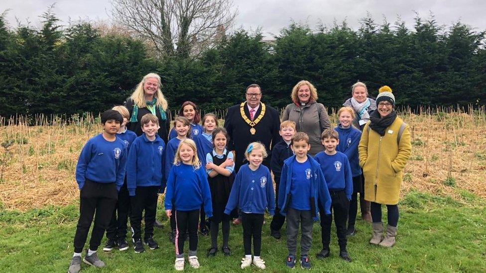 Children and staff from St Columb Major Academy