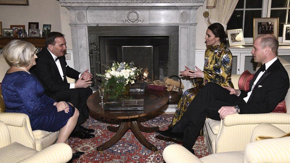 The duke and duchess meet Swedish PM Stefan Löfven and his wife Sulla Löfven