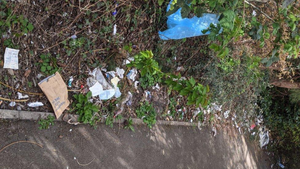 Litter near a supermarket in Gloucester