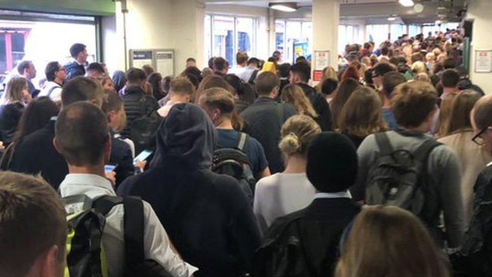 Commuters at Balham station