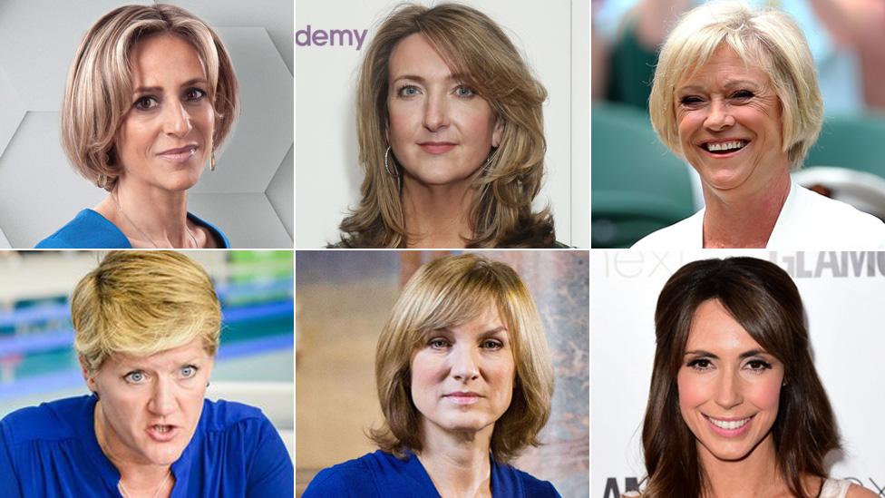 Emily Maitlis, Victoria Derbyshire, Sue Barker, Clare Balding, Fiona Bruce and Alex Jones