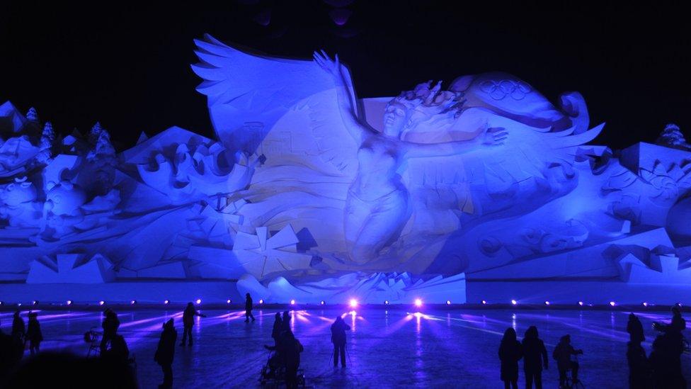 One of the many snow sculptures on display at the festival.