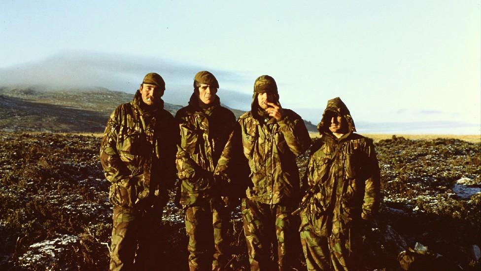 Soldiers posed for the camera