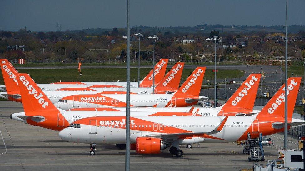 easyJet aircraft at Southend Airport in April 2020