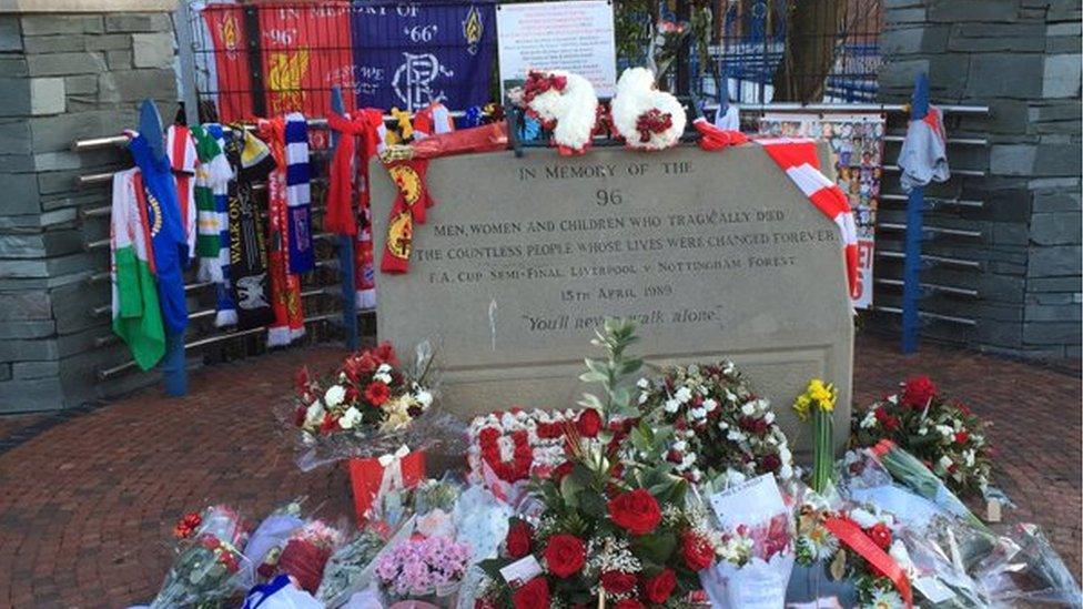 Floral tributes in Hillsborough