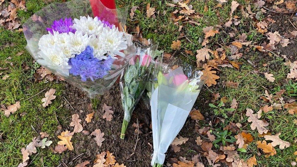 Flowers left after fatal accident in Stock