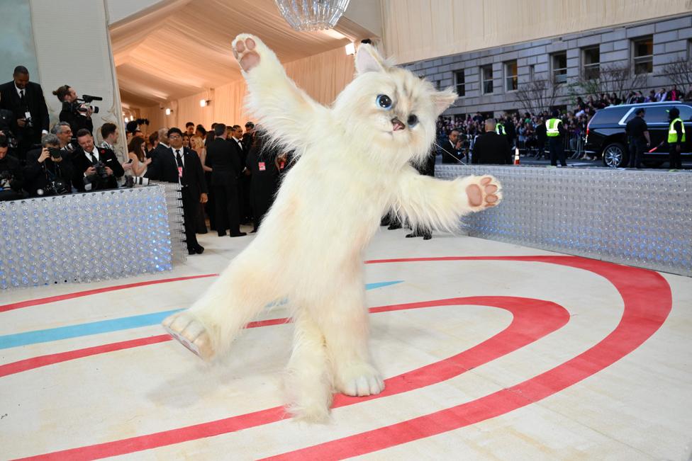 US actor Jared Leto arrives in a cat costume for the 2023 Met Gala